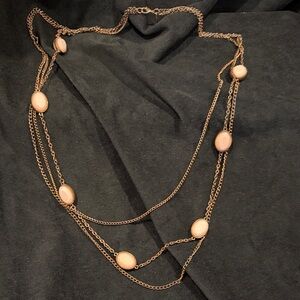 New York & Company Gold and Cream Necklace